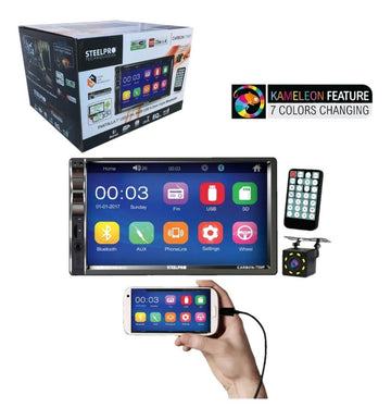 Autoestéreo Pantalla 2 DIN Steelpro CARBON-75MP HD Bluetooth Salida RCA USB 2.0 Control Remoto Cámara de Reversa - Audioshop México lo mejor en Car Audio en México -  Steelpro